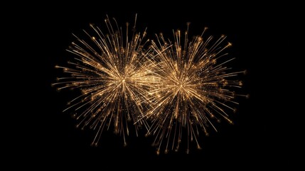 Fototapeta premium golden glowing fireworks in the night sky