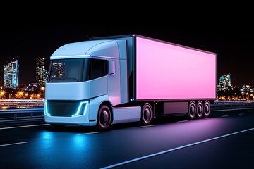 The future of autonomous cargo transportation trucks, with human enhancement and stock.