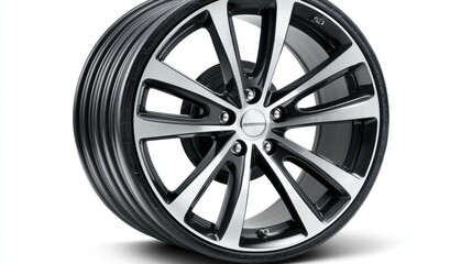 Obraz premium Black and Silver Alloy Wheel: High-Performance Design for Luxury Vehicles