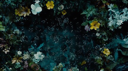 Obraz premium Dark Water Encircled by Lush Floral Foliage