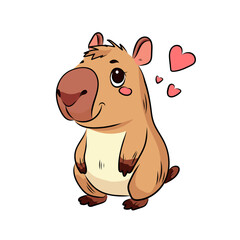 Capybara in love, Love, Valentine's Day, holiday, birthday, Design for postcard, packaging, fabric. Vector illustration