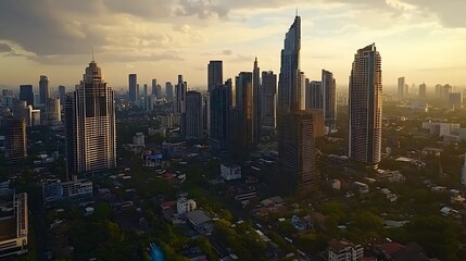 Fototapeta premium Golden Hour Skyline Jakarta Cityscape Modern Buildings