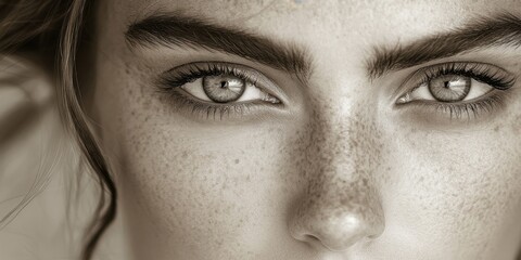 Fototapeta premium Captivating close-up of a person\'s striking eyes revealing emotions and intricate details in natural light