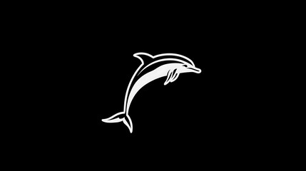 Obraz premium White Silhouette of a Dolphin Jumping Out of Water