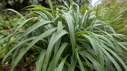 Fototapeta premium Dew Covered Lush Green Blades Of Grass
