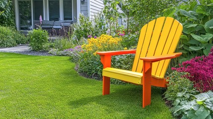 Bright Yellow Chair in Lush Garden Setting