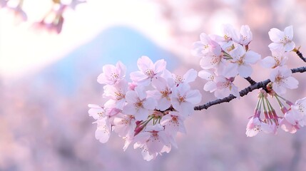 Obraz premium Cherry blossom spring renewal concept. Delicate Cherry Blossoms in Full Bloom