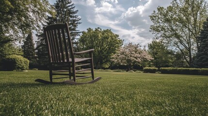 Peaceful Rocking Chair in a Serene Garden Setting