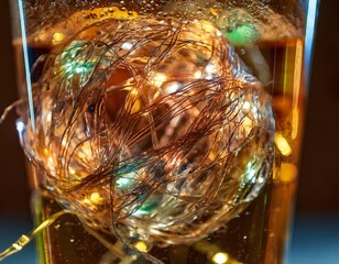 Copper Wire Fairy Lights in a Glass of Liquid