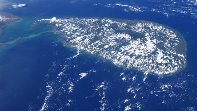 Flying over Sri Lanka sellite view of island and indian ocean. Animation based on images furnished by Nasa