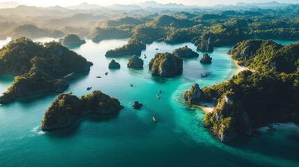 Obraz premium Serene Aerial View of Tropical Island Landscape