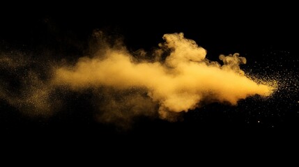 Fototapeta premium Yellow Powder Cloud on Black Background