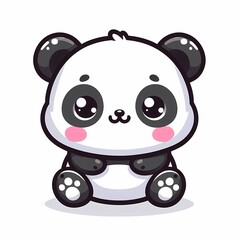 Naklejka premium Chibi Panda Illustration in Flat Style on White Background