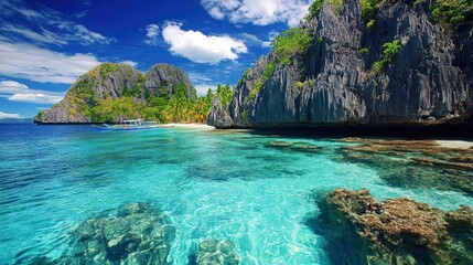 Obraz premium Serene Tropical Beach with Clear Blue Water