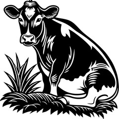 Fototapeta premium Cow vector silhouette, isolated white background