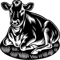 Obraz premium Cow vector silhouette, isolated white background