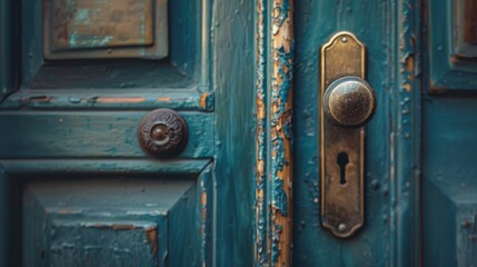 Fototapeta premium Retro door with knob close up generated ai