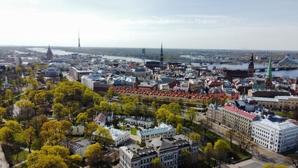 Obraz premium The panorama view or Riga city in Latvia 
