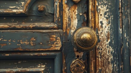 Retro door with knob close up generated ai