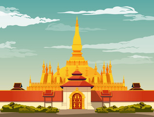 Fototapeta premium Pha That Luang Vientiane, Laos - Stock Illustration