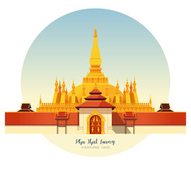 Obraz premium Pha That Luang Vientiane, Laos - Stock Illustration