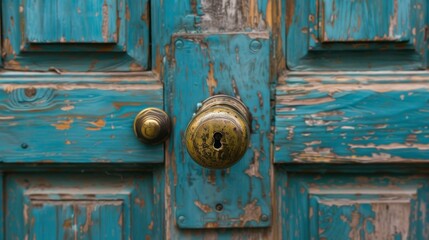 Retro door with knob close up generated ai