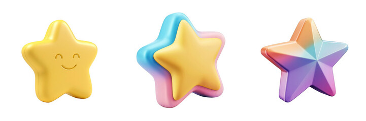 3d render star isolated on transparent background Cartoon Illustration in plastic style