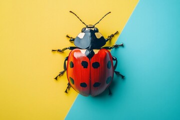 Fototapeta premium Vibrant Ladybug on Colorful Background