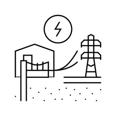 power station geothermal energy line icon vector. power station geothermal energy sign. isolated contour symbol black illustration