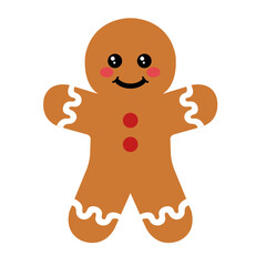 Obraz premium gingerbread christmas cookies classic ginger bread Noel holiday sweet dessert isolated on white background without stroke Xmas cute biscuits Vector illustration