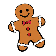 gingerbread christmas cookies classic ginger bread Noel holiday sweet dessert isolated on white background with stroke Xmas cute biscuits Vector illustration