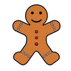 Obraz premium gingerbread christmas cookies classic ginger bread Noel holiday sweet dessert isolated on white background with stroke Xmas cute biscuits Vector illustration