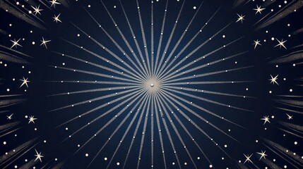 Sleek Christmas greeting with a navy blue background and a stylized silver starburst pattern radiating from the center.