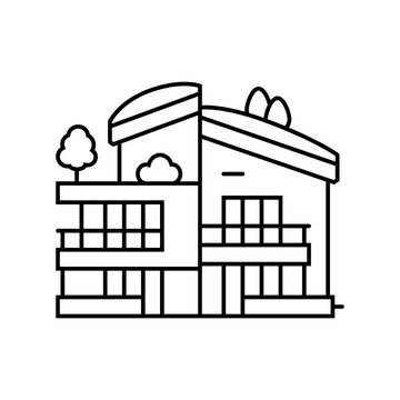 recommend clip art: eco friendly architecture green building line icon vector. eco friendly architecture green building sign. isolated contour symbol black illustration