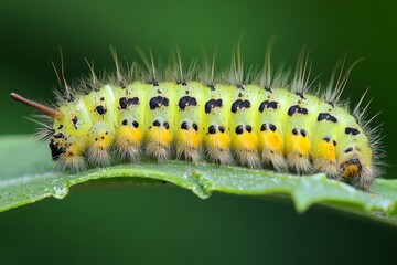 Close-up of a vibrant green caterpillar on a leaf
