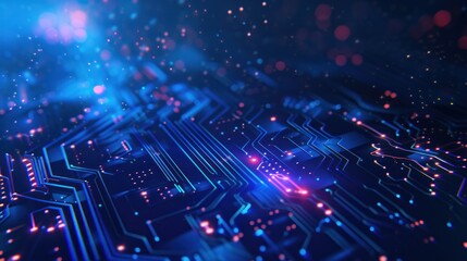 Obraz premium Abstract Circuit Board with Glowing Lines