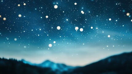 Obraz premium A sharp image of a star-studded night sky with a clear view of the mountain in the background and well-defined trees in the foreground