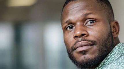 Obraz premium A young executive with a focused expression shows determination, embodying leadership and strategic thinking.