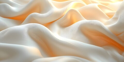 Obraz premium Soft, flowing fabric in warm tones creates a serene and elegant ambiance, highlighting smooth curves and gentle waves. The light enhances the textures of the material beautifully.