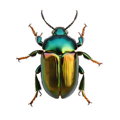 Vibrant Metallic Beetle, Isolated on Transparent Background