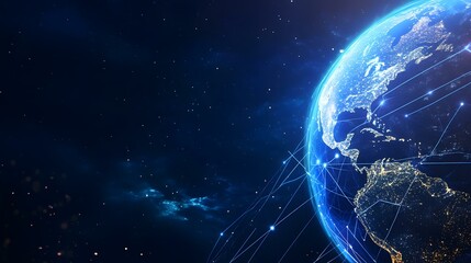 Abstract digital map, Futuristic globe with abstract connected lines, information network planet, cyberspace world and cyber technology