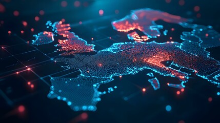 Abstract digital map, information network concept, cyberspace world and cyber technology