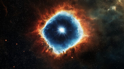 Naklejka premium Captivating View of Helix Nebula’s Expanding Rings of Ionized Gas Clouds 