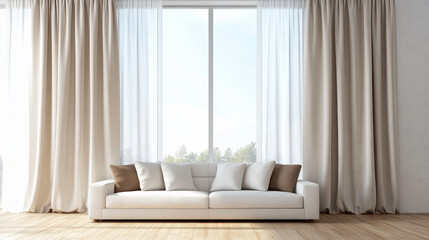 Fototapeta premium the 3D illustration of the minimalist Scandinavian living room interior as described