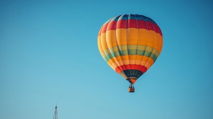 Naklejka premium Colorful Hot Air Balloon Floating in Clear Blue Sky