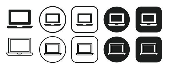 Simple icons representing laptops and work