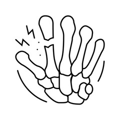 fracture hand bones osteoporosis line icon vector. fracture hand bones osteoporosis sign. isolated contour symbol black illustration