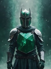 Fototapeta premium The Emerald Knight: A Fearless Warrior in Shining Green Armor