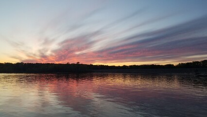 Fototapeta premium sunset over the river