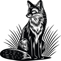 Fox vector silhouette,isolated white background